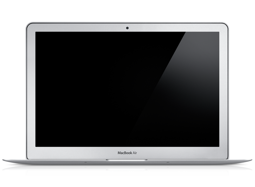 Silver MacBook Air With Glossy Black Display Front View