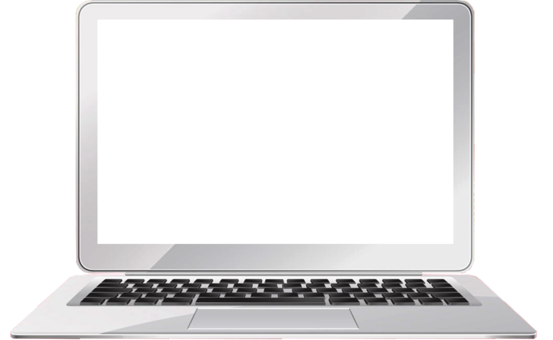 Silver MacBook Laptop Front View With White Blank Screen