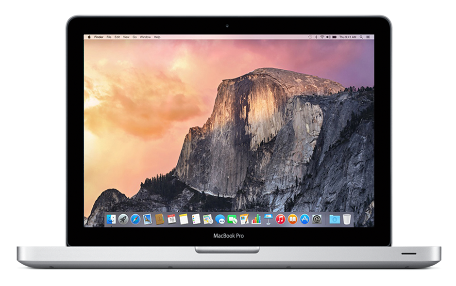 Silver MacBook Pro With Yosemite Desktop Screen Product Mockup