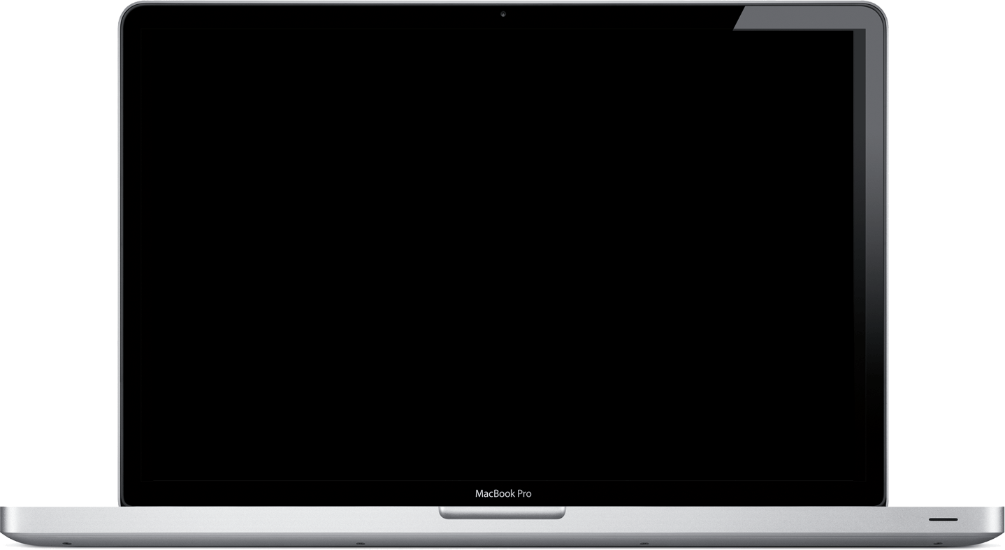 Silver MacBook With Black Screen And Slim Aluminum Keyboard Product Photo
