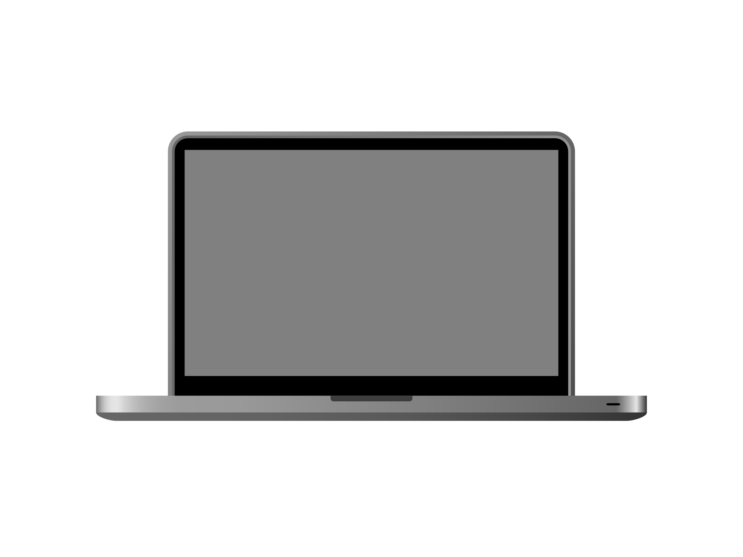 Silver MacBook With Dark Blank Screen And Aluminum Keyboard
