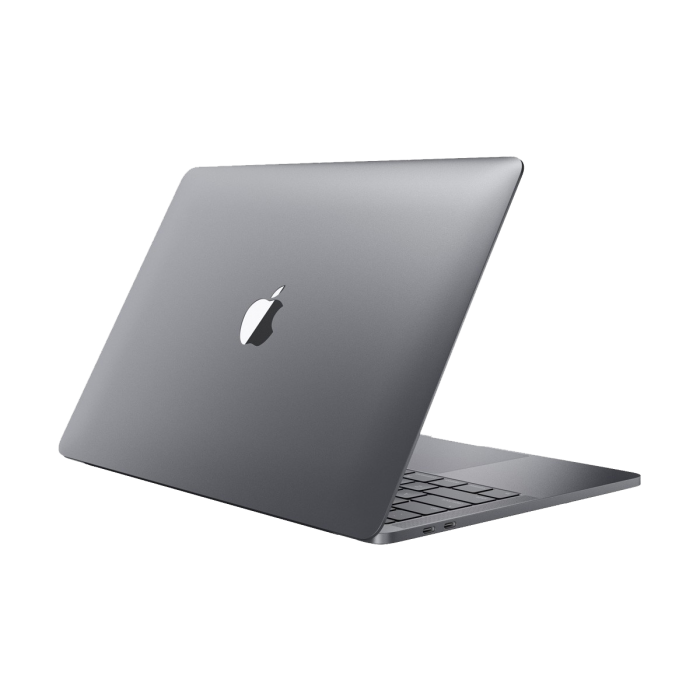 Space Gray MacBook Rear View With Apple Logo Aluminum Lid