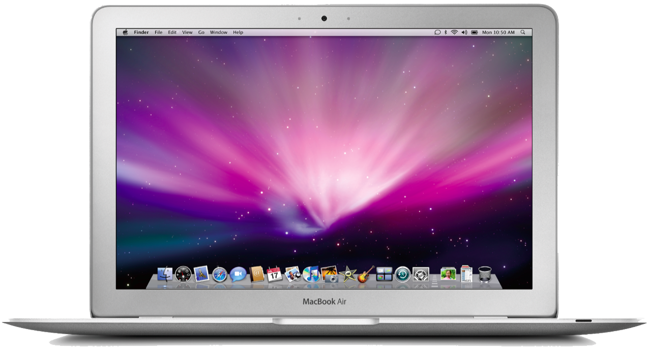 White MacBook Laptop With Pink Purple Aurora Desktop Wallpaper