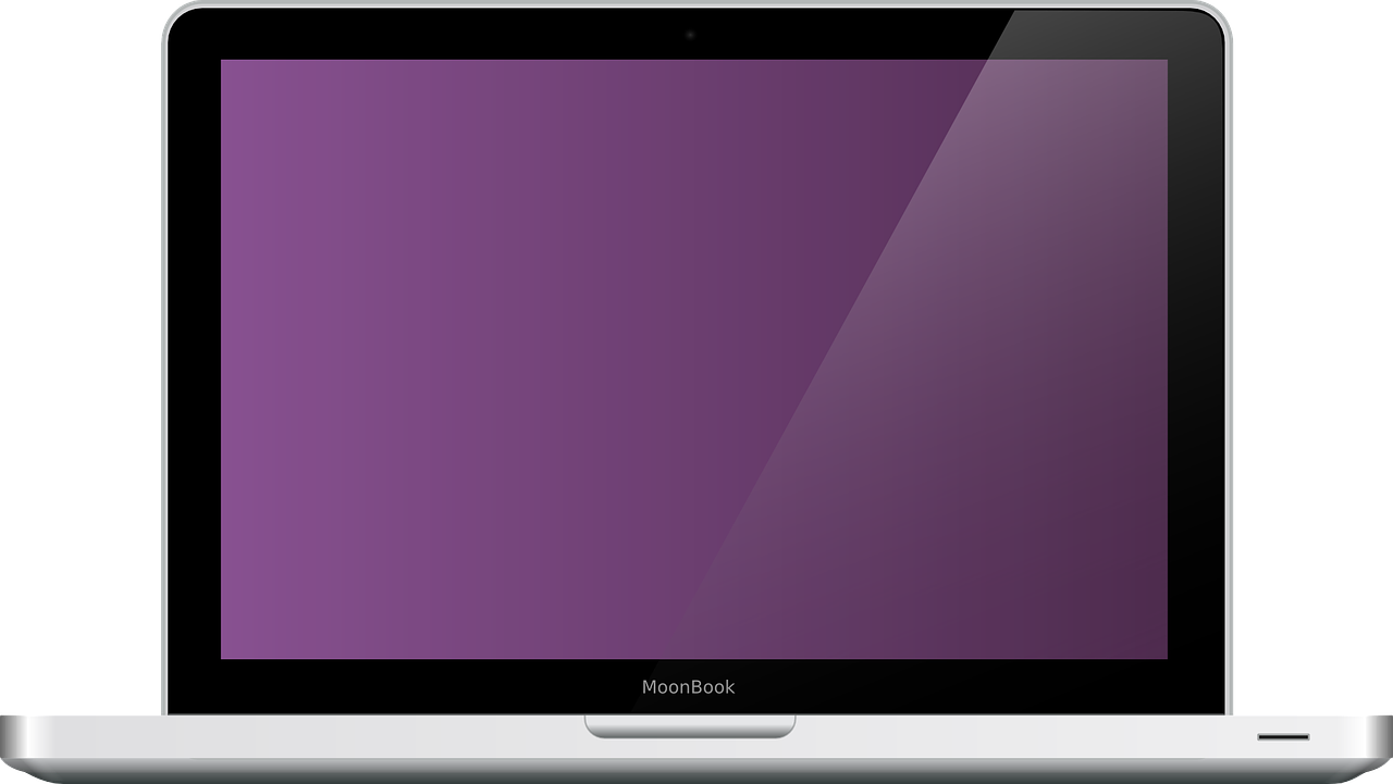 White MacBook Laptop With Purple macOS Wallpaper Retro Computer Image