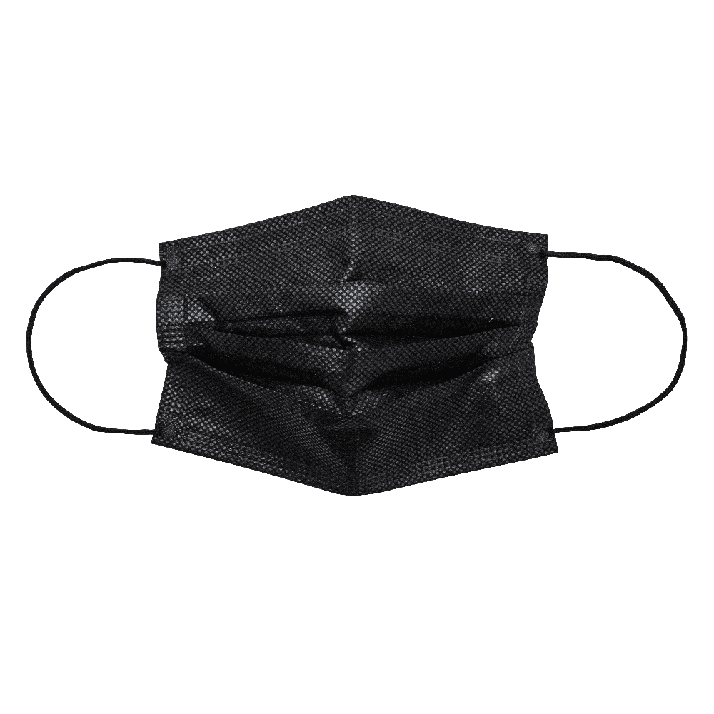 Black Medical Face Mask Front View With Thin Ear Straps PNG