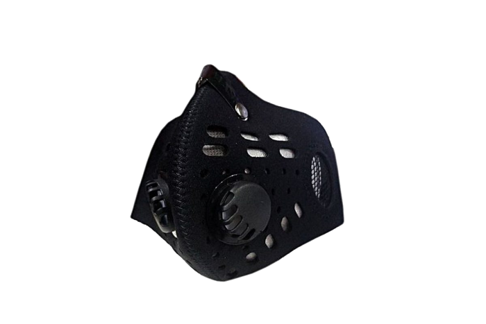 Black Reusable Respirator Mask With Round Breathing Valve Product Image