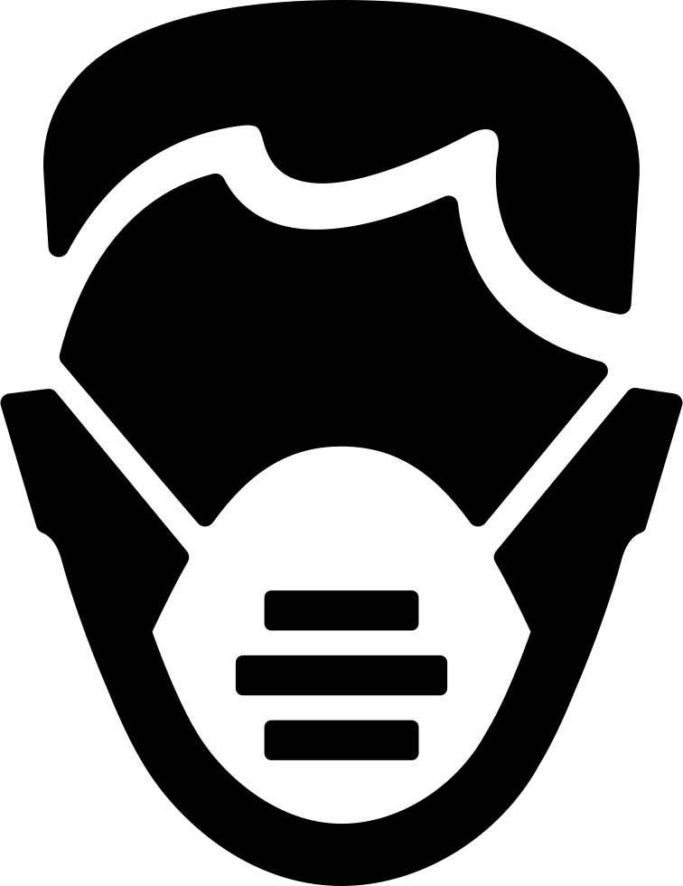 Black Silhouette Face Mask Icon With Head And Ear Loops
