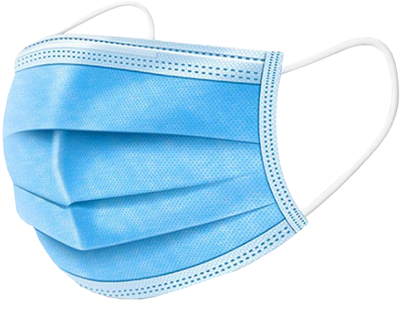 Blue Disposable Surgical Mask Close Up With Elastic Ear Loops