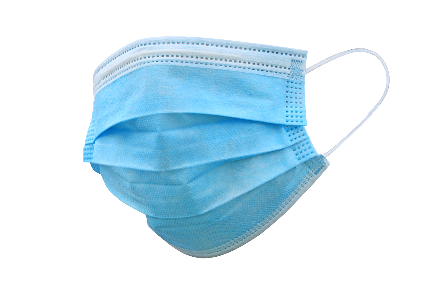 Blue Surgical Face Mask Three Quarter View Product Cutout