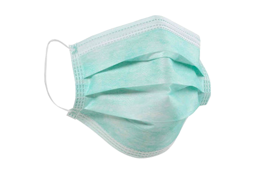 Mint Green Surgical Face Mask Angled Isolated Product Image