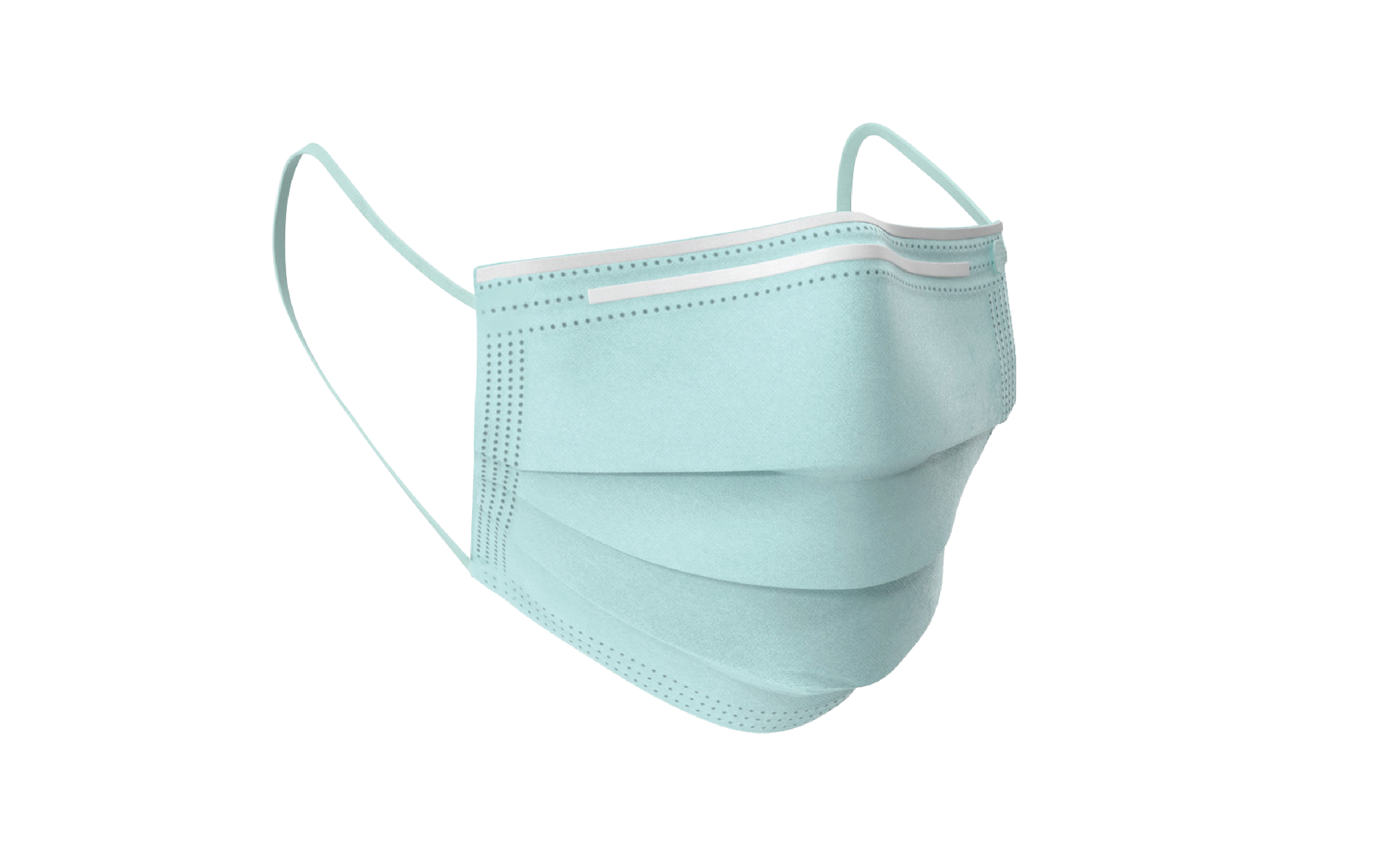 Mint Green Surgical Face Mask Front View Transparent Background PNG