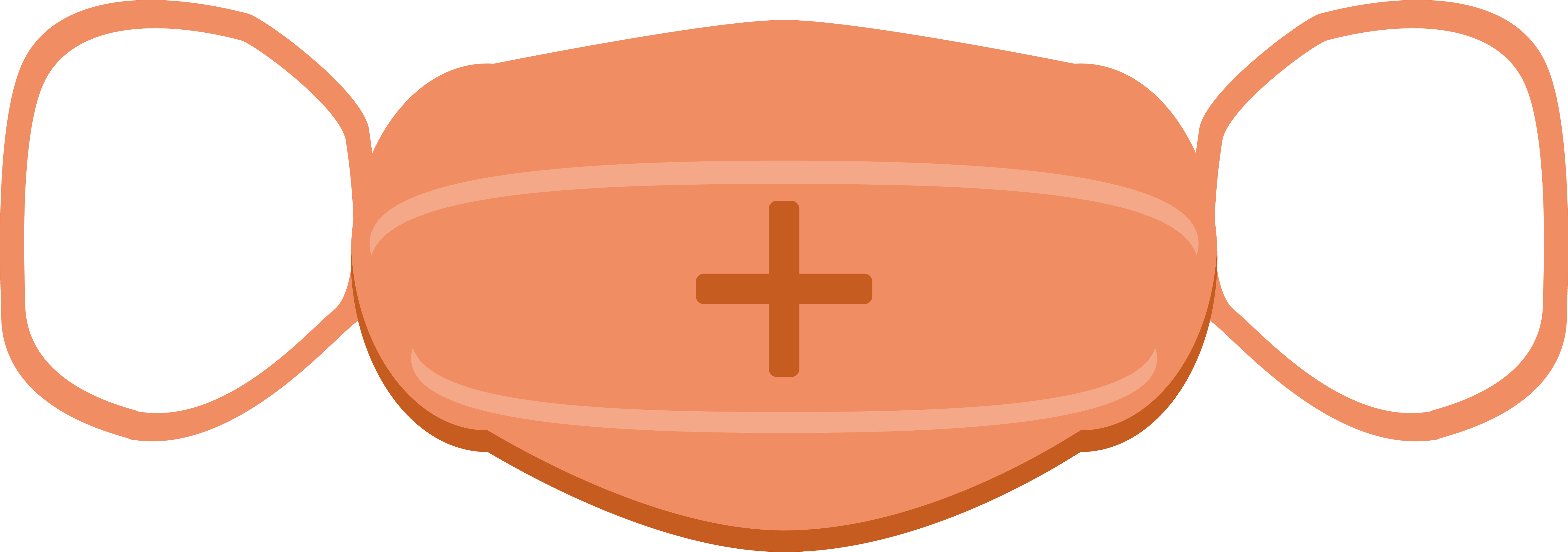 Orange Medical Face Mask Outline With Center Cross Symbol