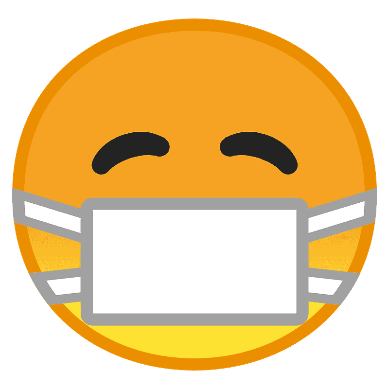 Orange Smiling Emoji With White Protective Mask Graphic