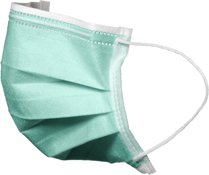 Pale Green Disposable Face Mask Close Up With Elastic Ear Loop