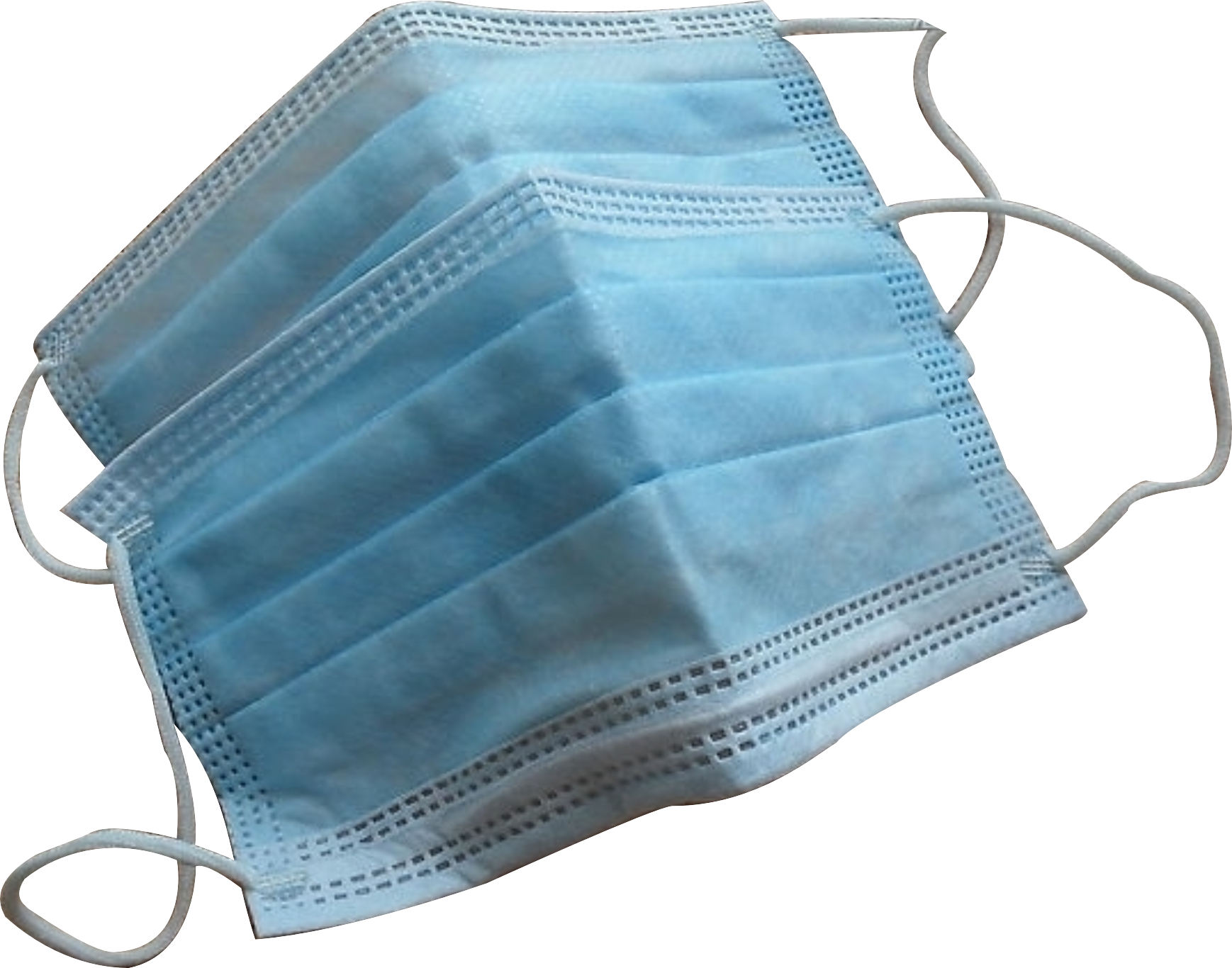 Stack Of Blue Disposable Medical Masks With Ear Straps Product Image