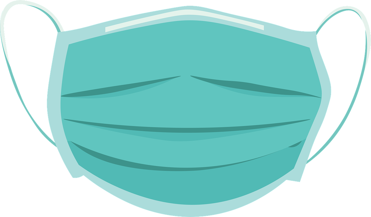 Teal Medical Mask Flat Vector Illustration With Ear Loops