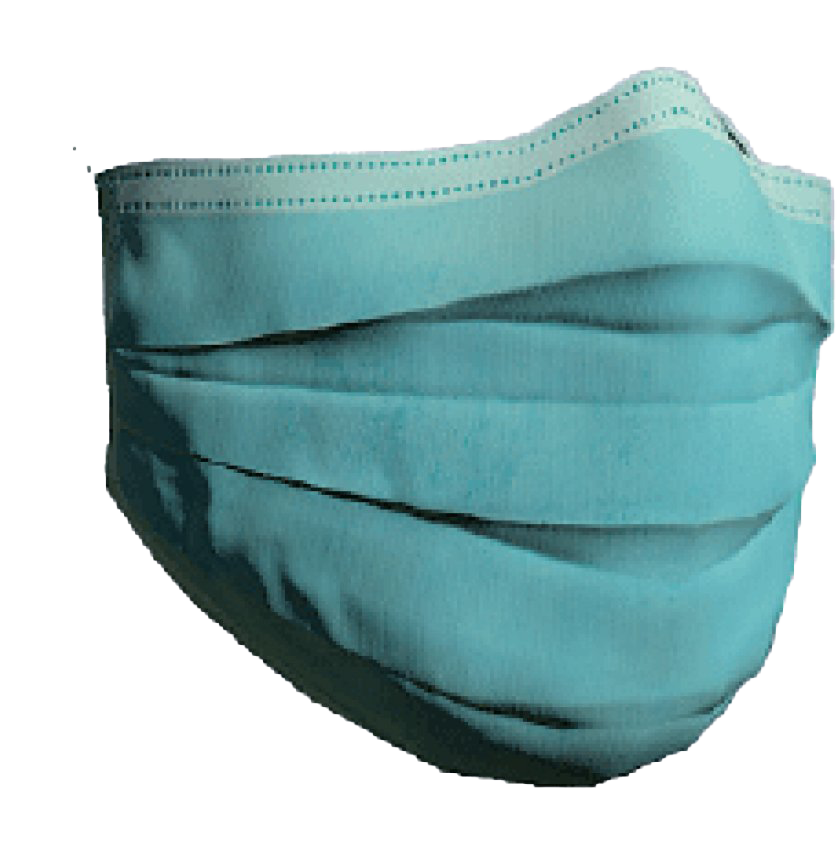 Turquoise Pleated Surgical Face Mask Enlarged Front Product View