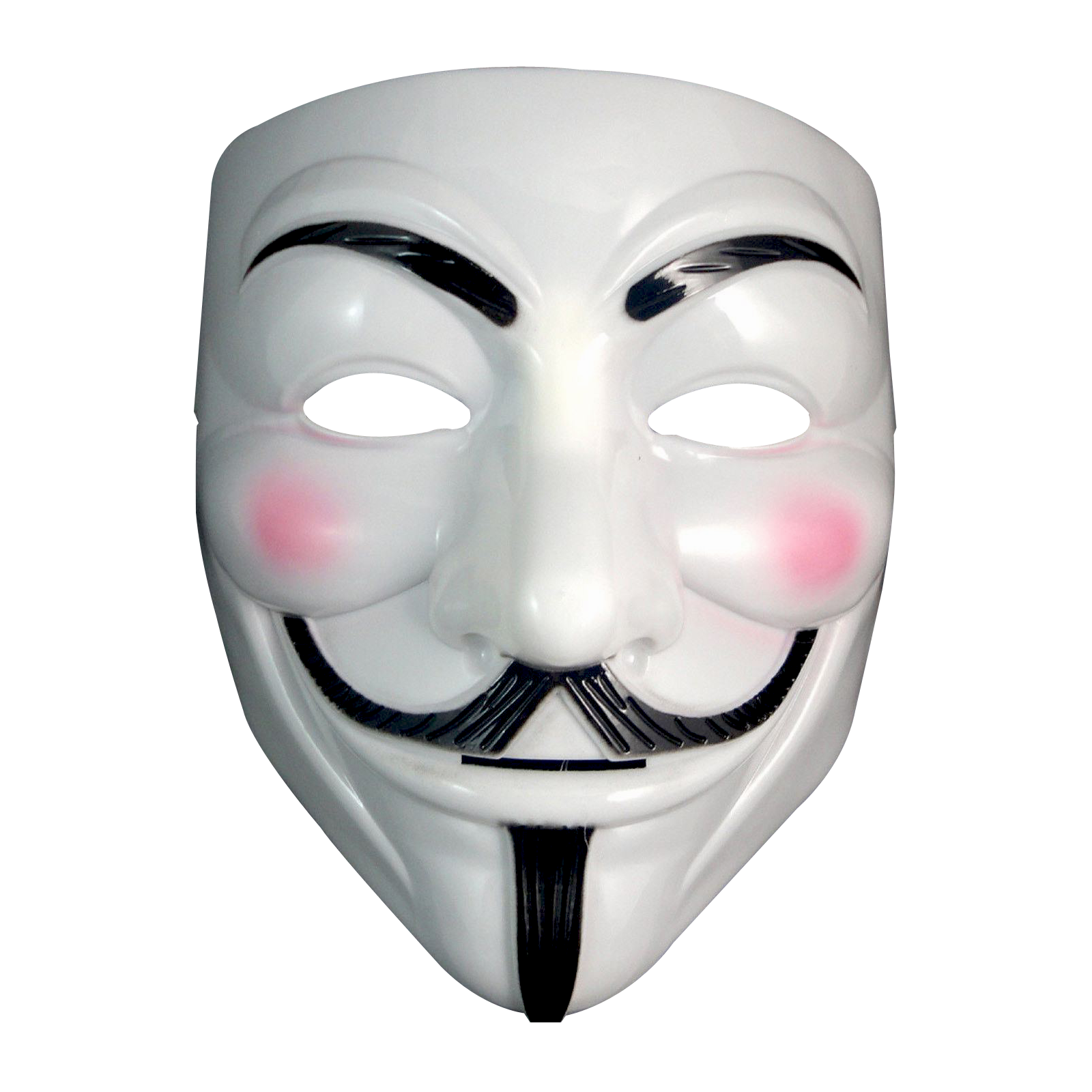 White Guy Fawkes Anonymous Costume Mask With Pink Cheeks