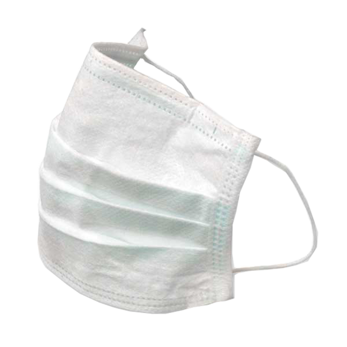 White Pleated Medical Face Mask With Elastic Loops Isolated PNG