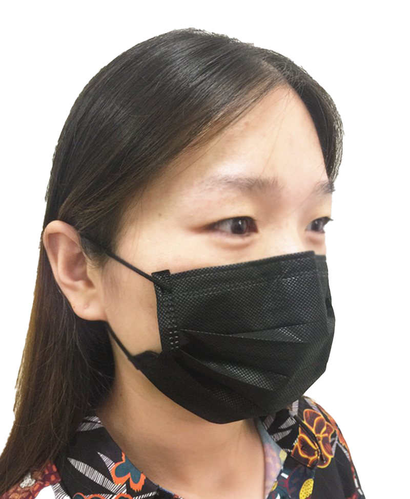 Woman Wearing Black Face Mask And Patterned Floral Shirt Portrait