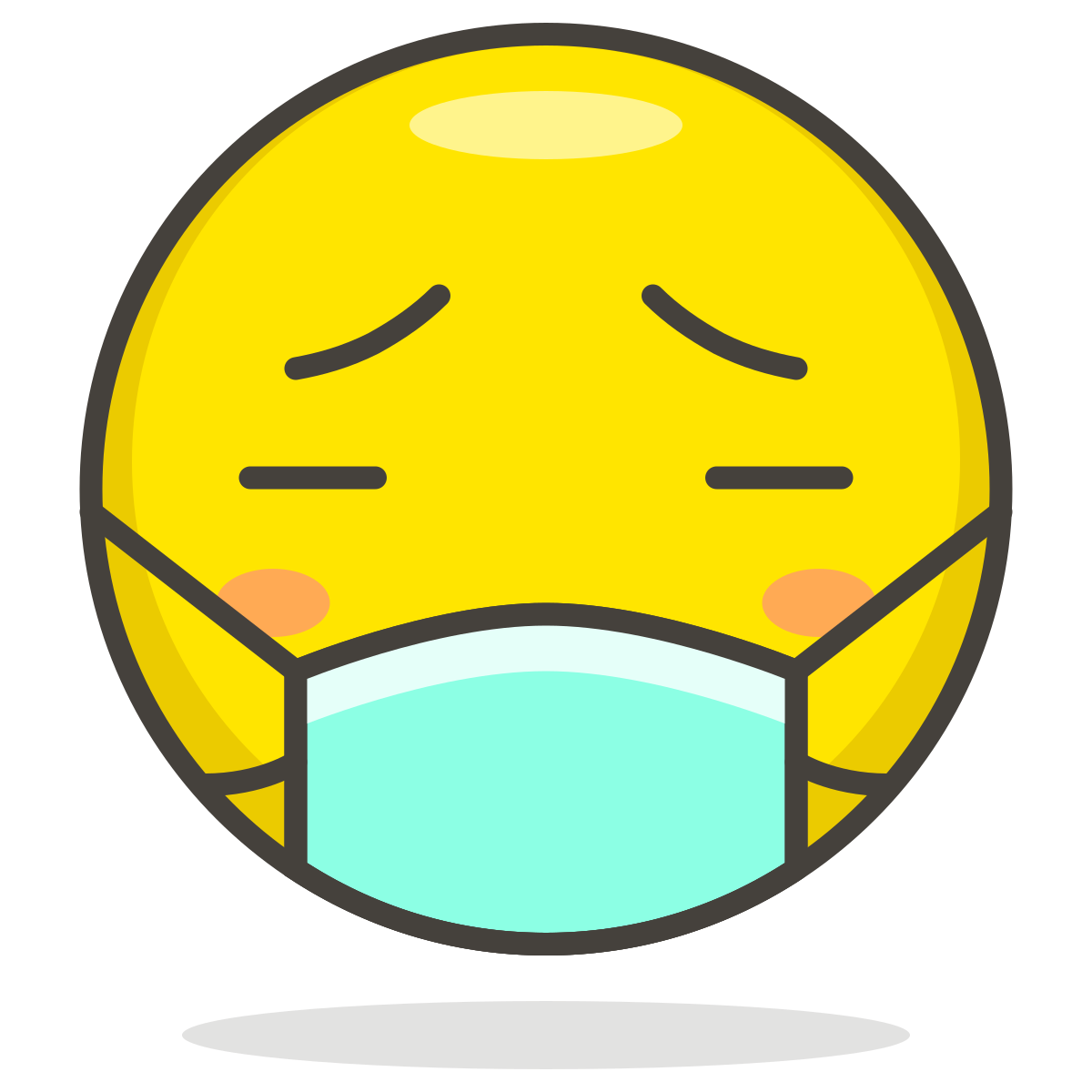Yellow Worried Emoji Wearing Turquoise Medical Mask Icon