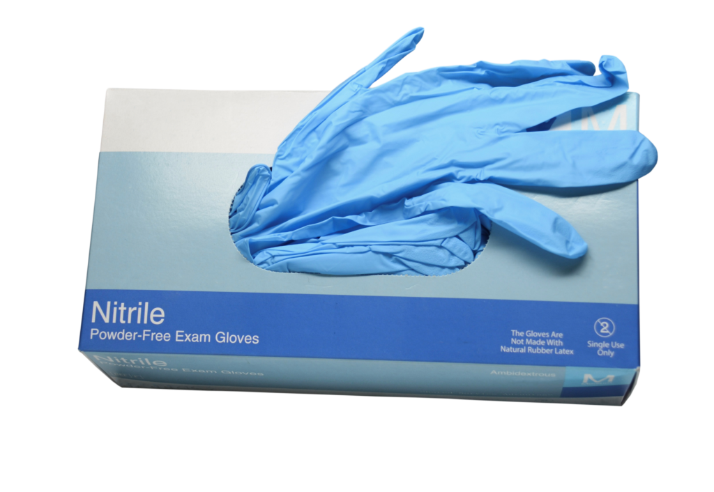 Blue Nitrile Powder Free Examination Gloves Box With Gloves Product Photo