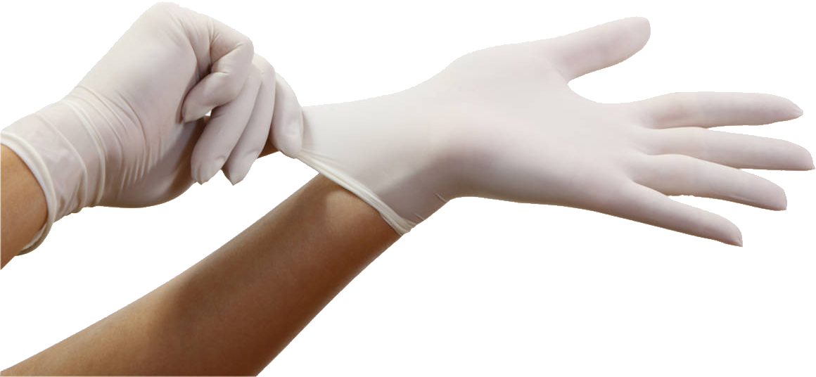 Hands Stretching White Latex Glove During Medical Use Product Photo