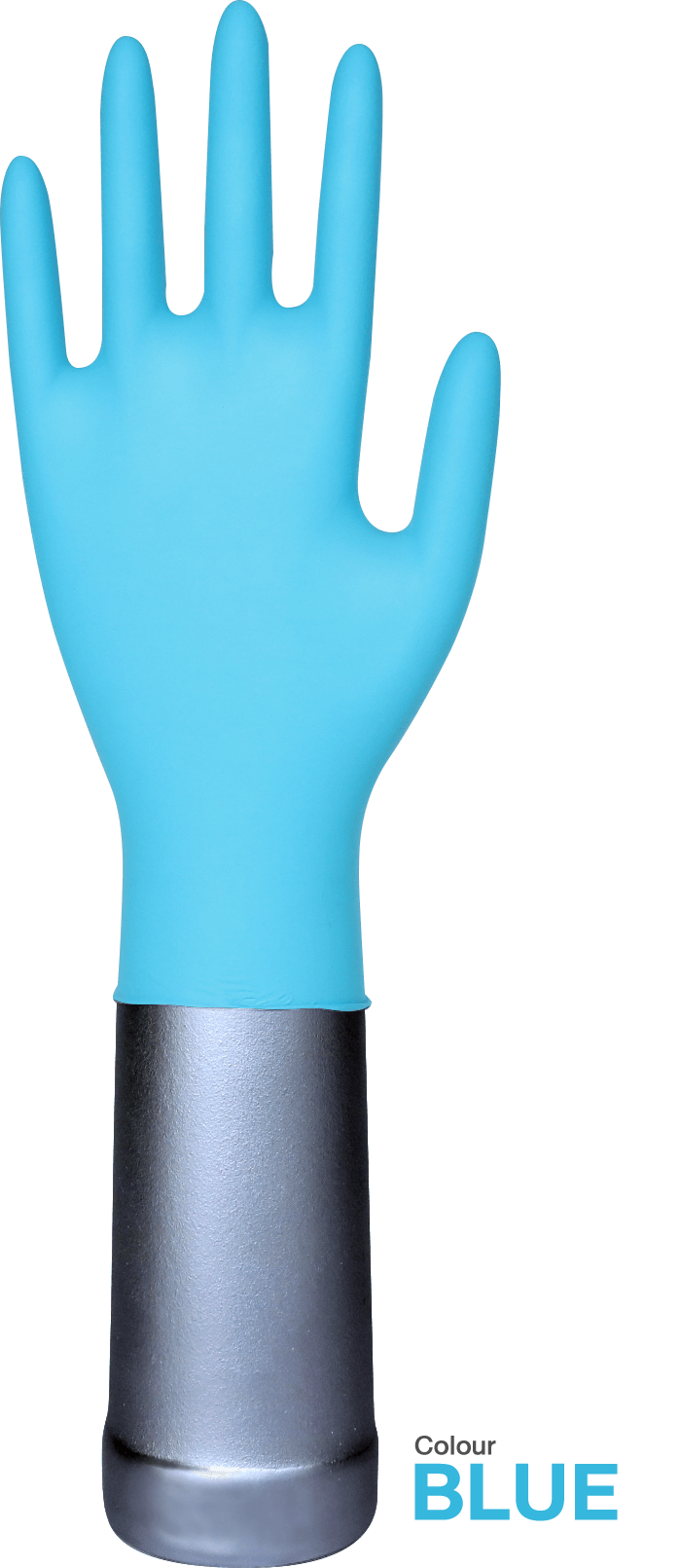 Long Cuff Blue Protective Glove With Black Sleeve Isolated PNG Image