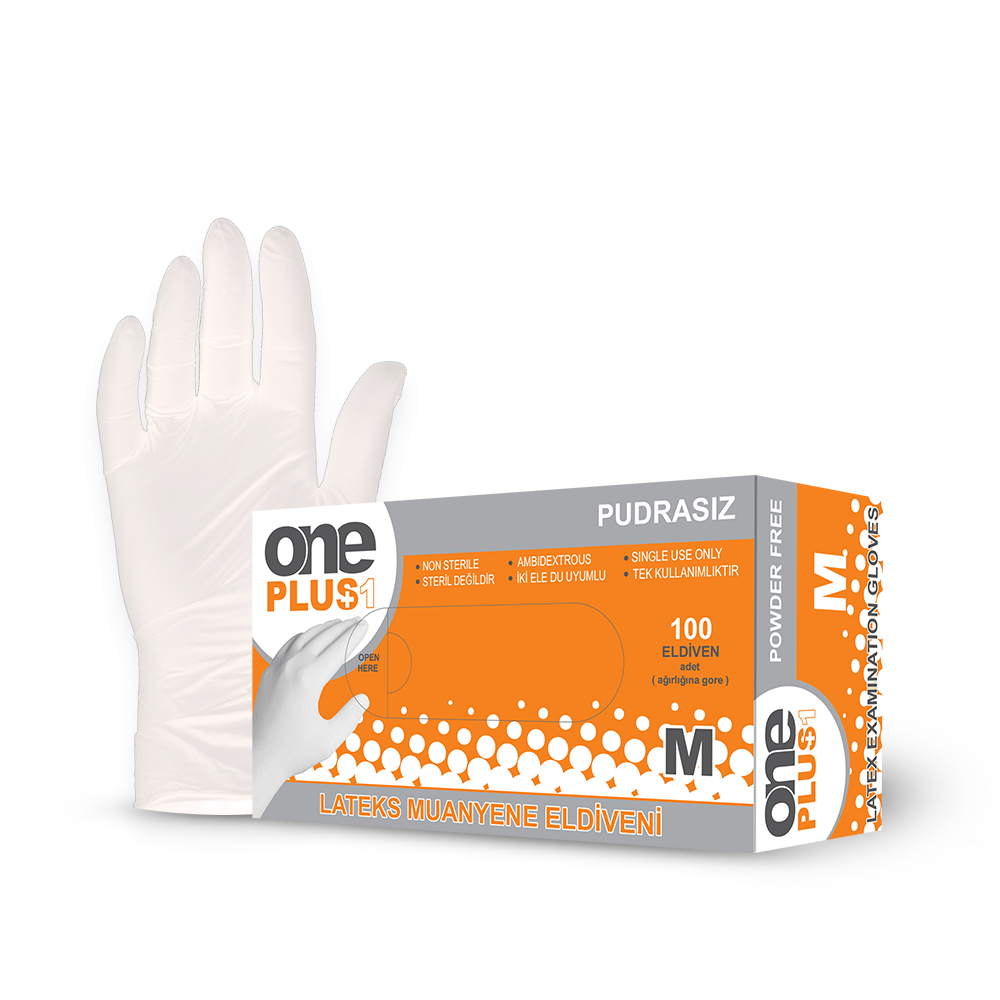 One Plus White Powder Free Disposable Medical Gloves Packaging Product Photo