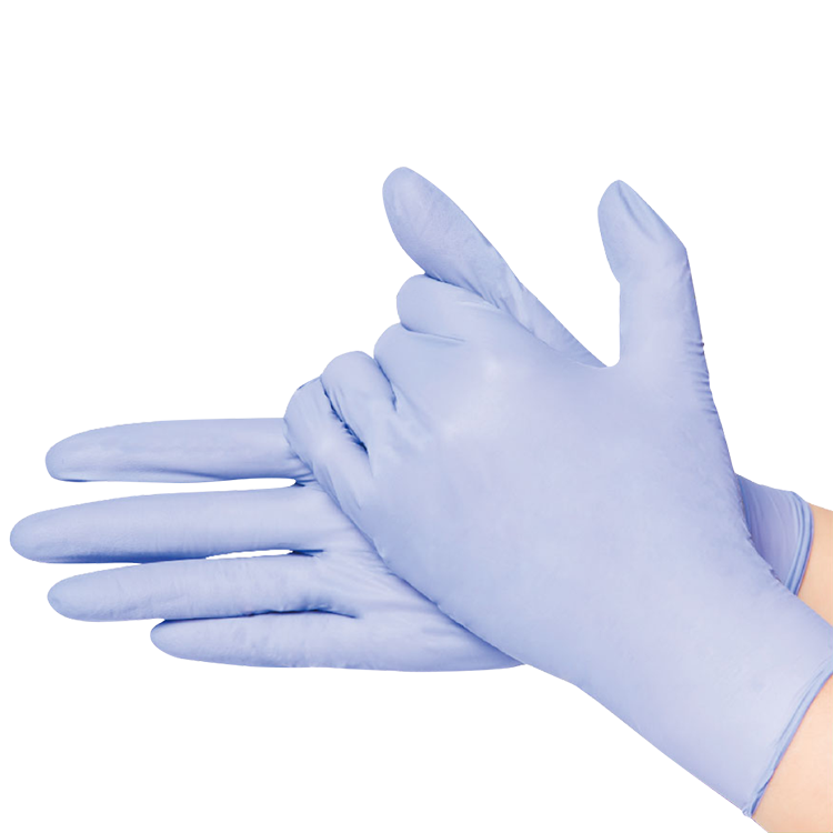 Pair Of Pale Lavender Medical Examination Gloves Product Display PNG