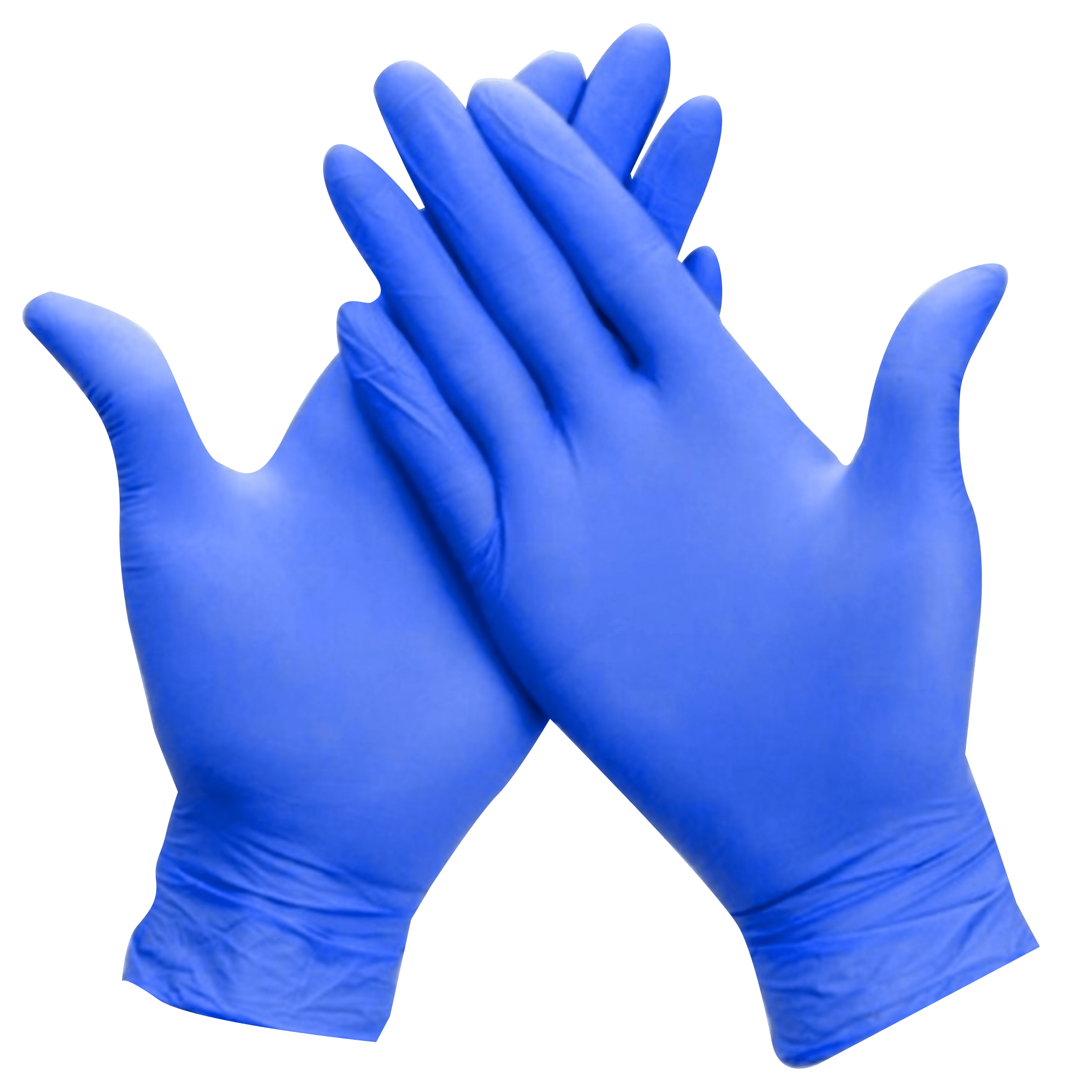 Pair Of Royal Blue Medical Gloves Crossed Hands Transparent PNG Image
