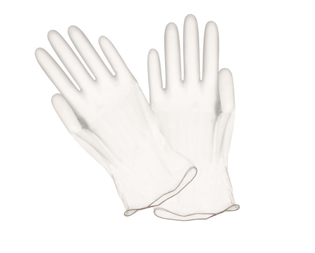 Pair Of White Disposable Medical Gloves Front And Back Views PNG