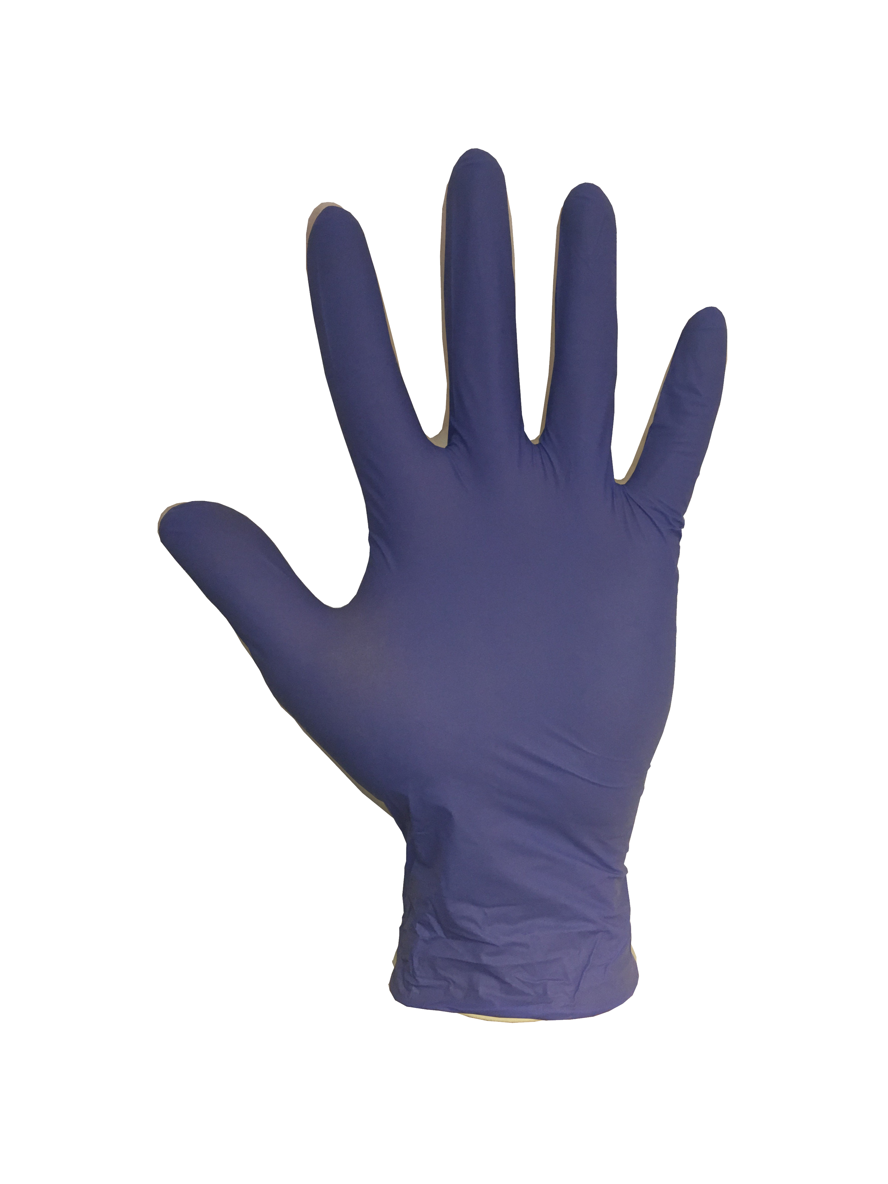 Single Dark Blue Purple Surgical Glove Open Palm Isolated PNG Image
