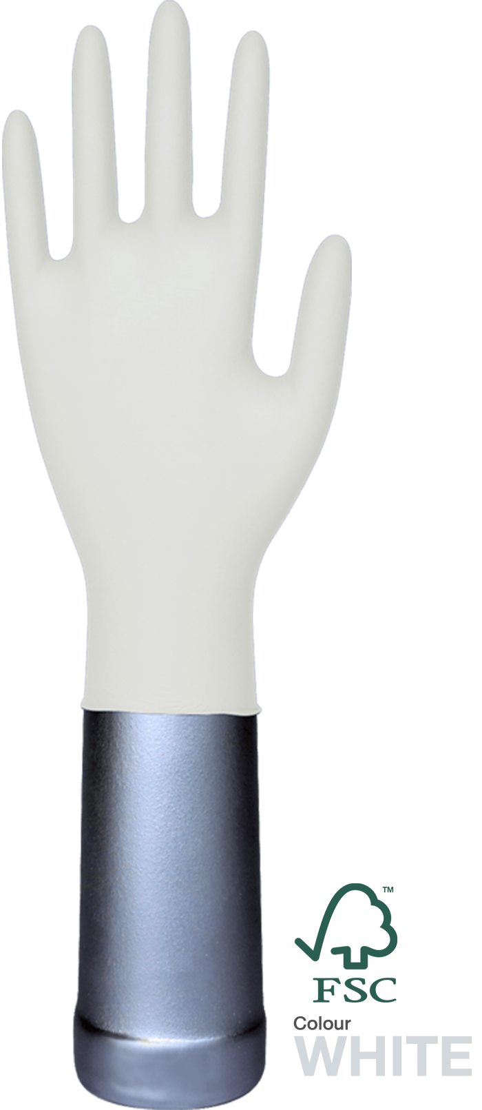 White Long Cuff Protective Glove With Silver Gray Wrist Product Image