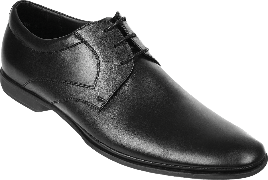 Black Leather Mens Derby Dress Shoe With Sleek Pointed Toe PNG