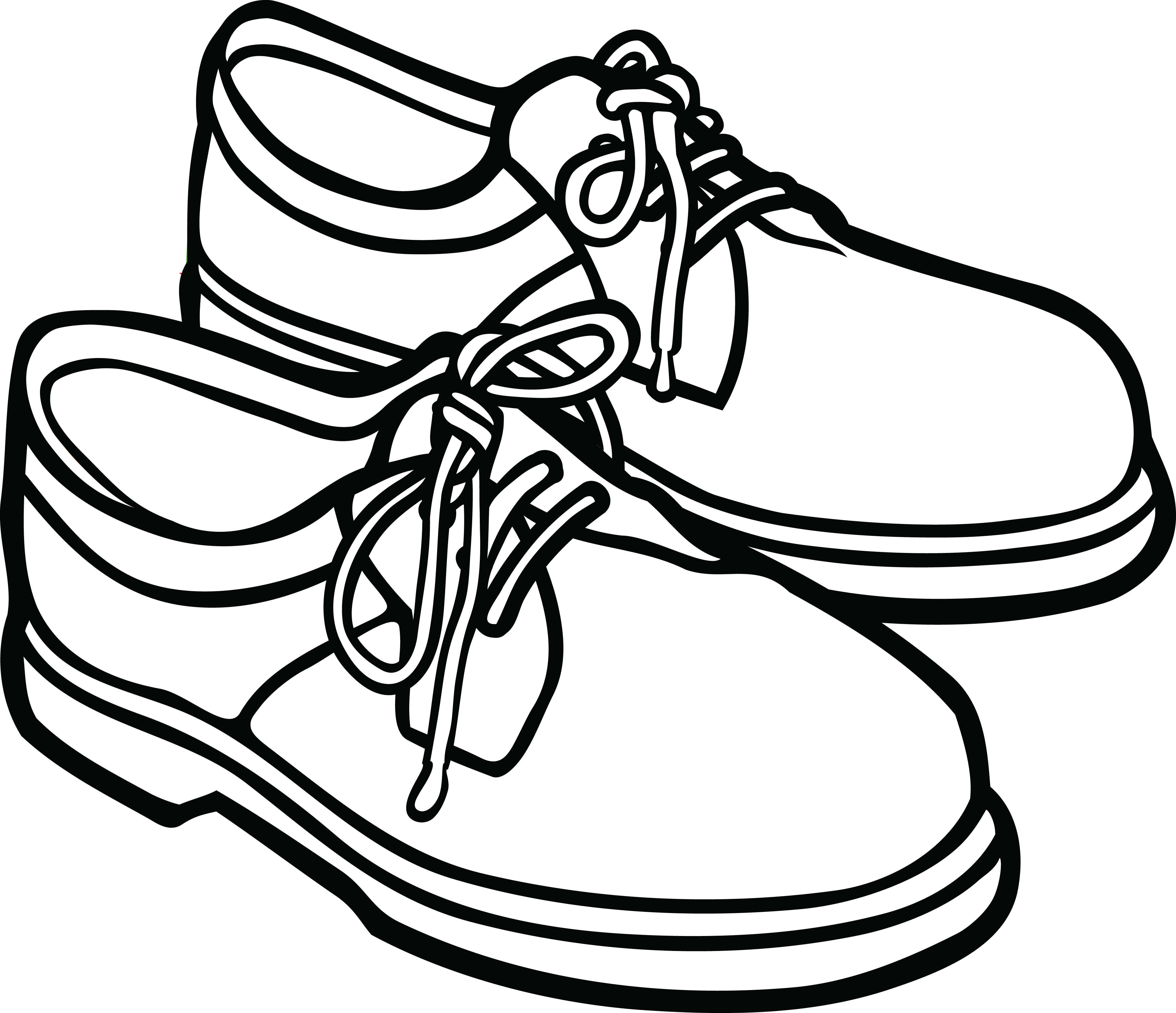 Black Outline Drawing Of A Pair Of Classic Lace Up Dress Shoes PNG