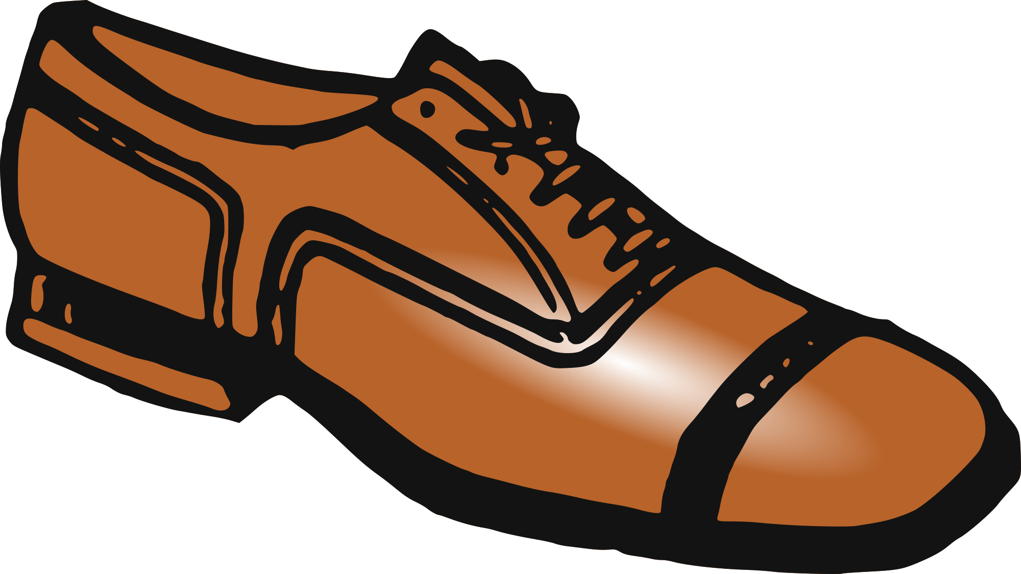 Brown Casual Lace Up Shoe Cartoon Illustration With Bold Outline PNG