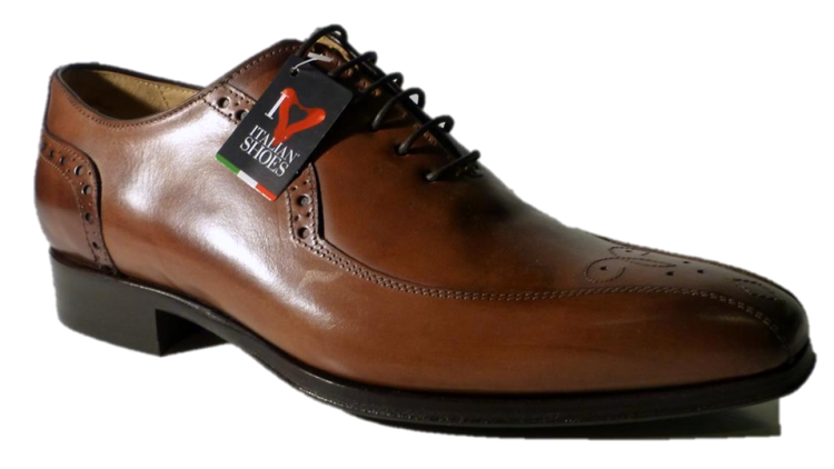 Brown Leather Mens Oxford Shoe With Retail Hang Tag Product Photo PNG