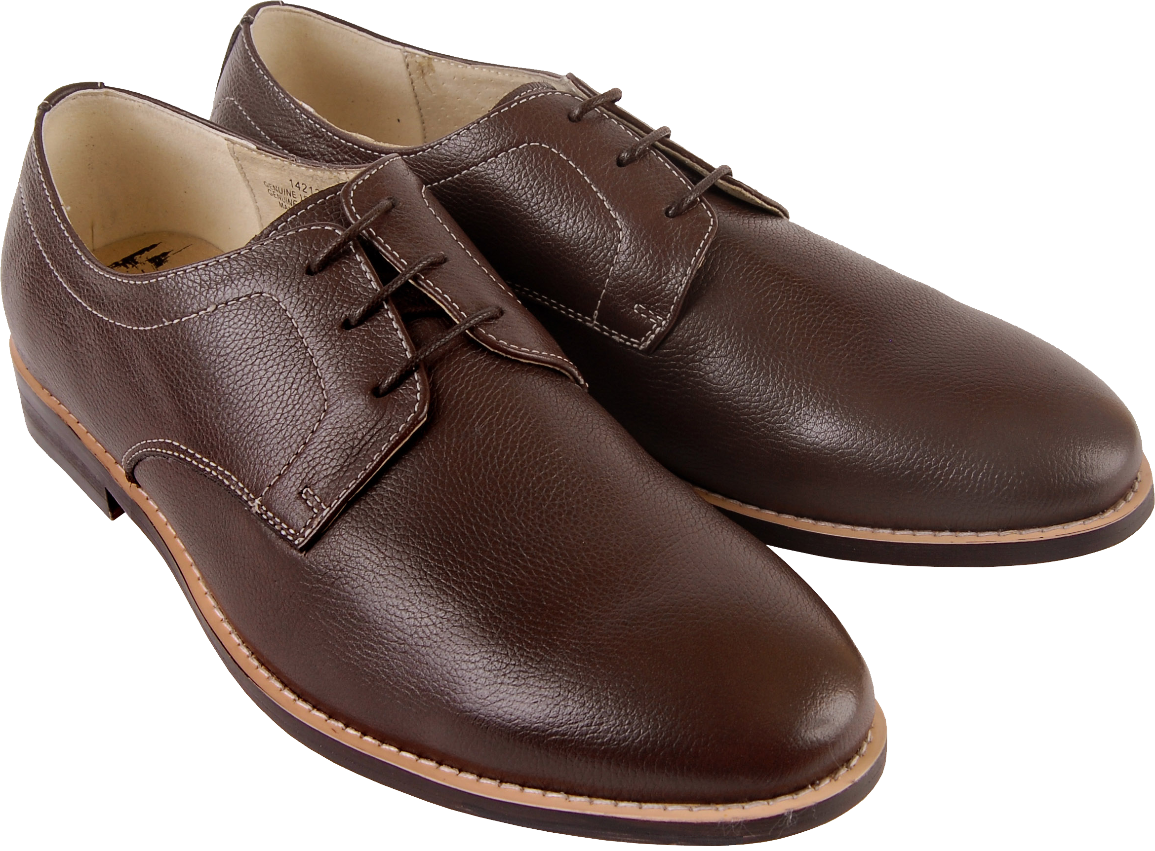 Pair Of Brown Leather Derby Shoes Classic Mens Business Footwear PNG