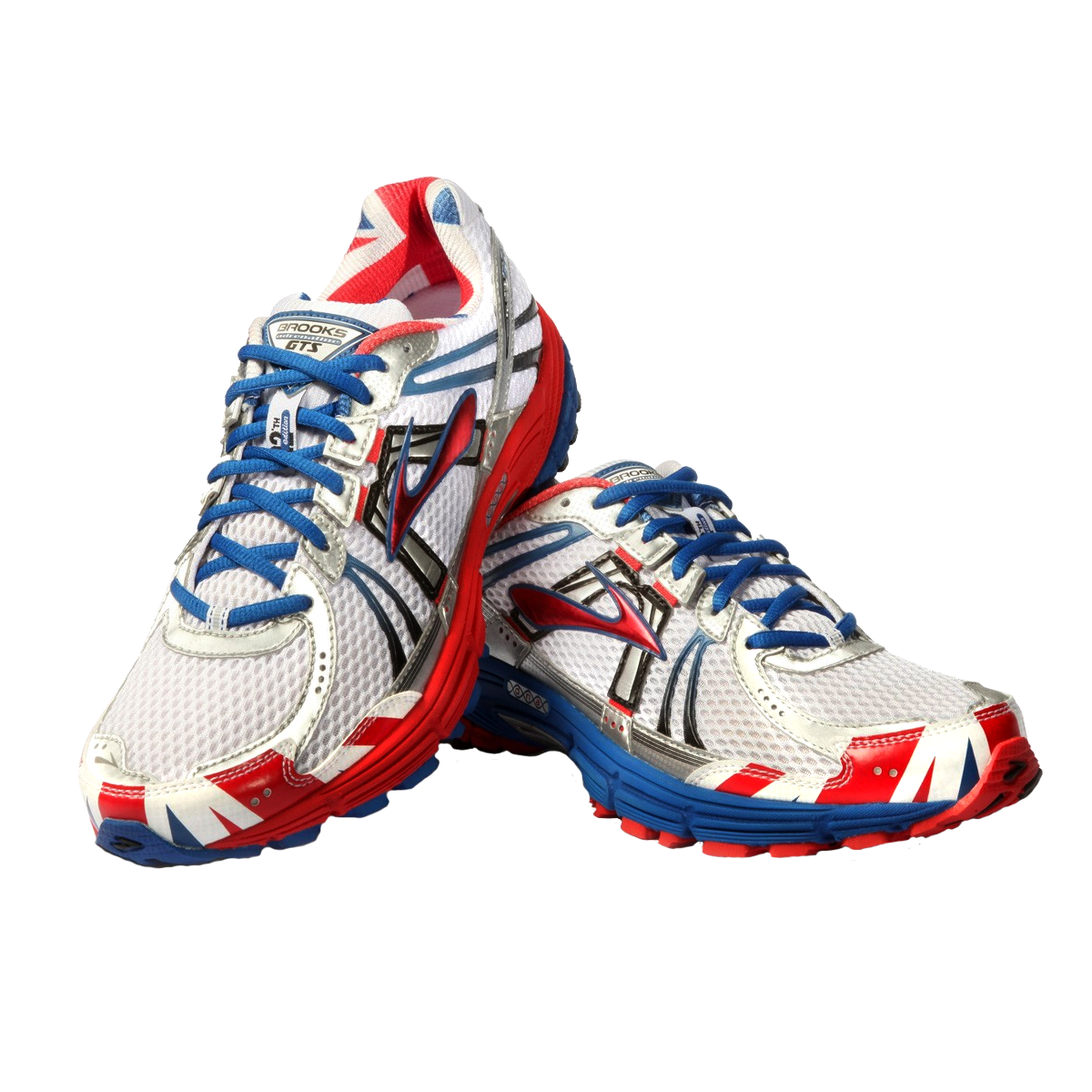 Pair Of Red White And Blue Performance Running Shoes Product View PNG