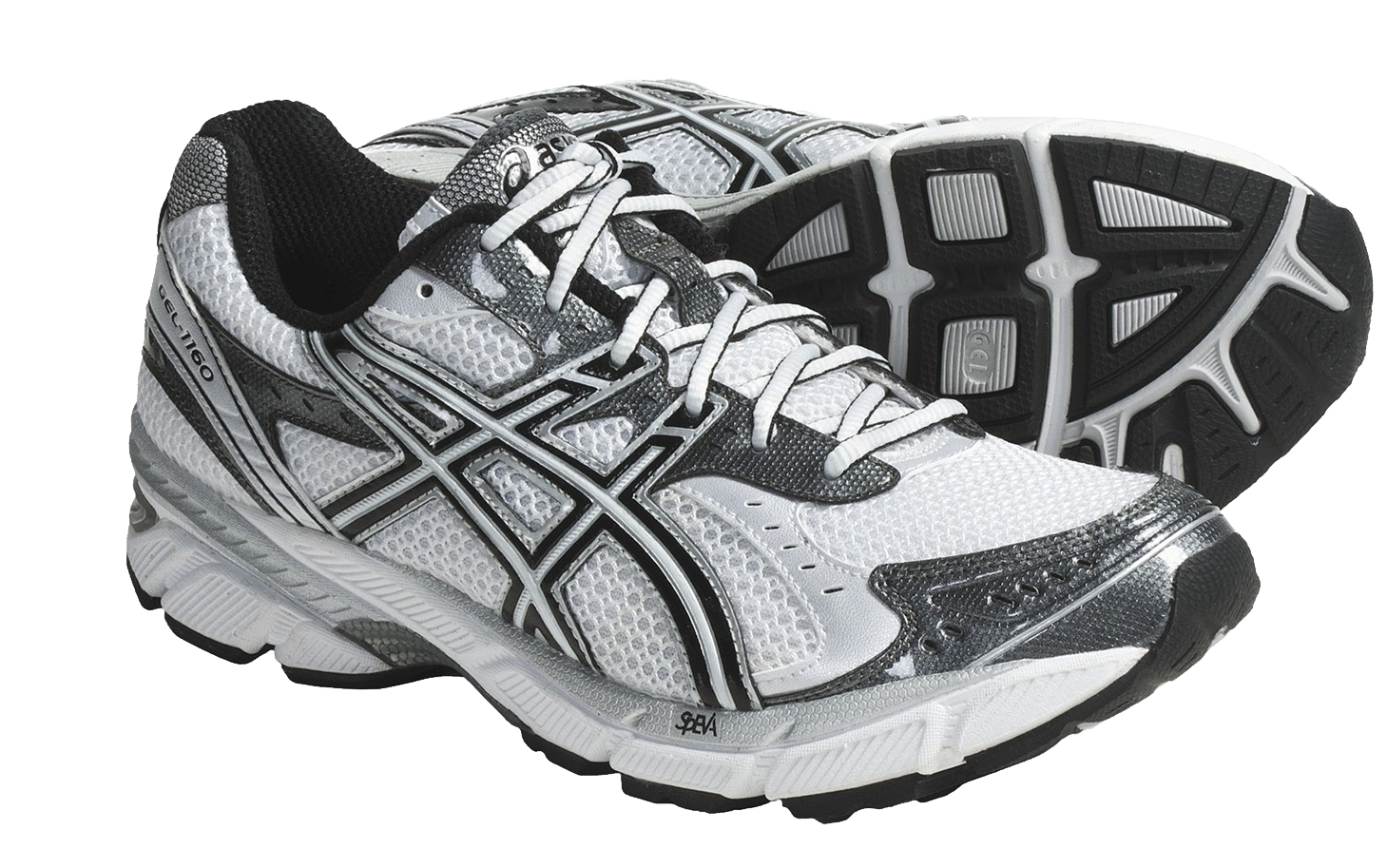 Pair Of Silver Gray Running Shoes With Black Grip Sole Product Photo PNG