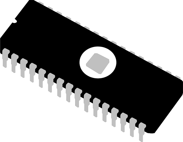 Black Microcontroller Chip Silhouette With White Center Mark PNG Graphic PNG