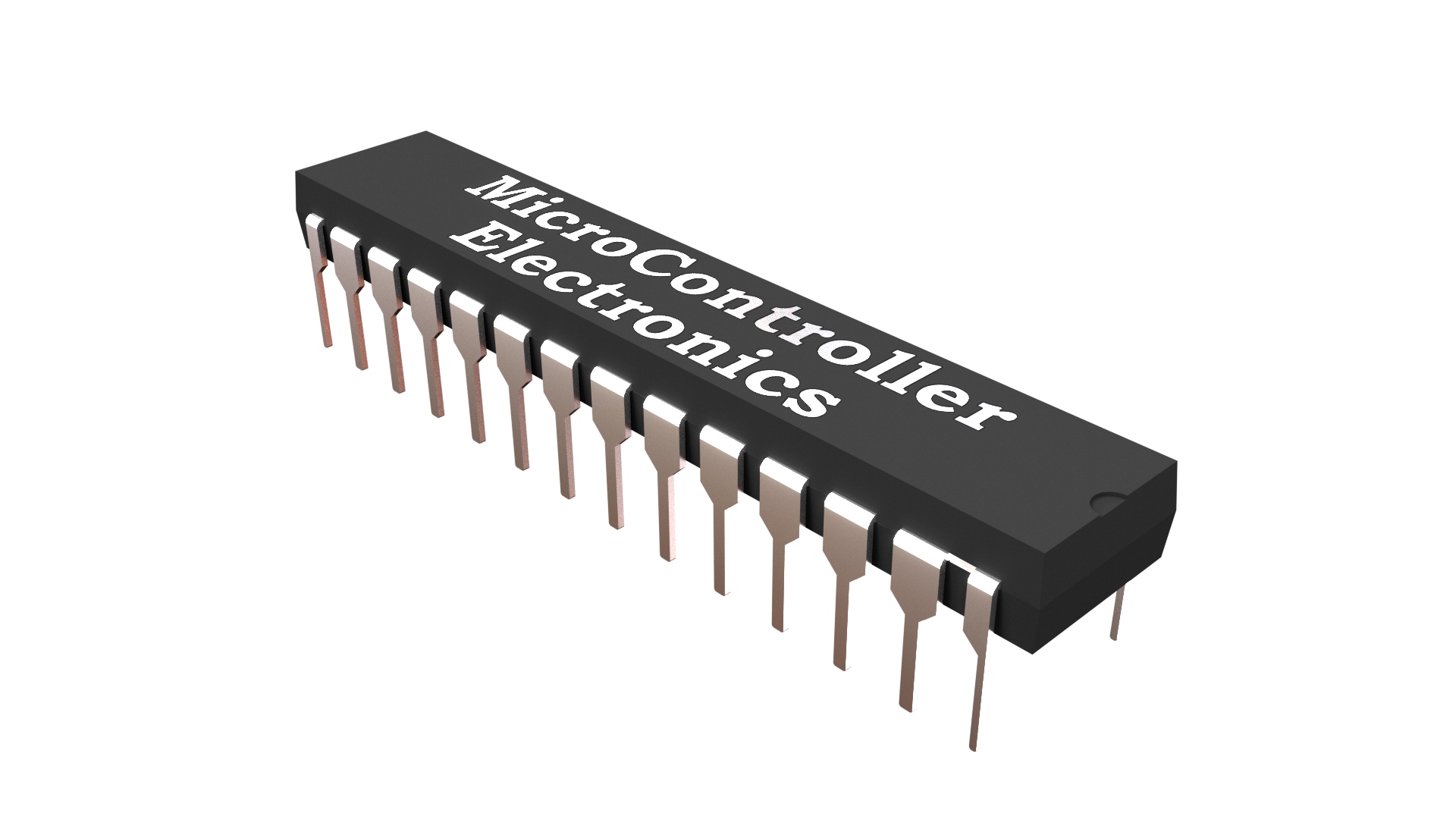 Black Microcontroller Electronics DIP Chip With Silver Pins Isolated PNG PNG