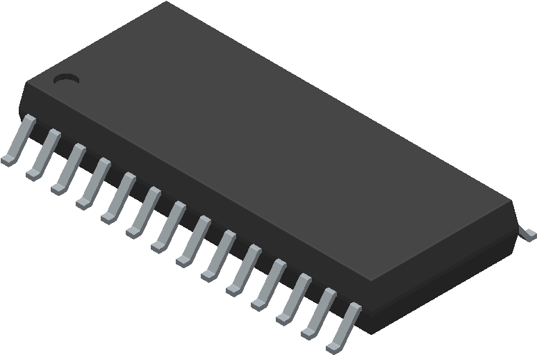 Black Rectangular Microcontroller Chip With Dual Inline Package Pins PNG