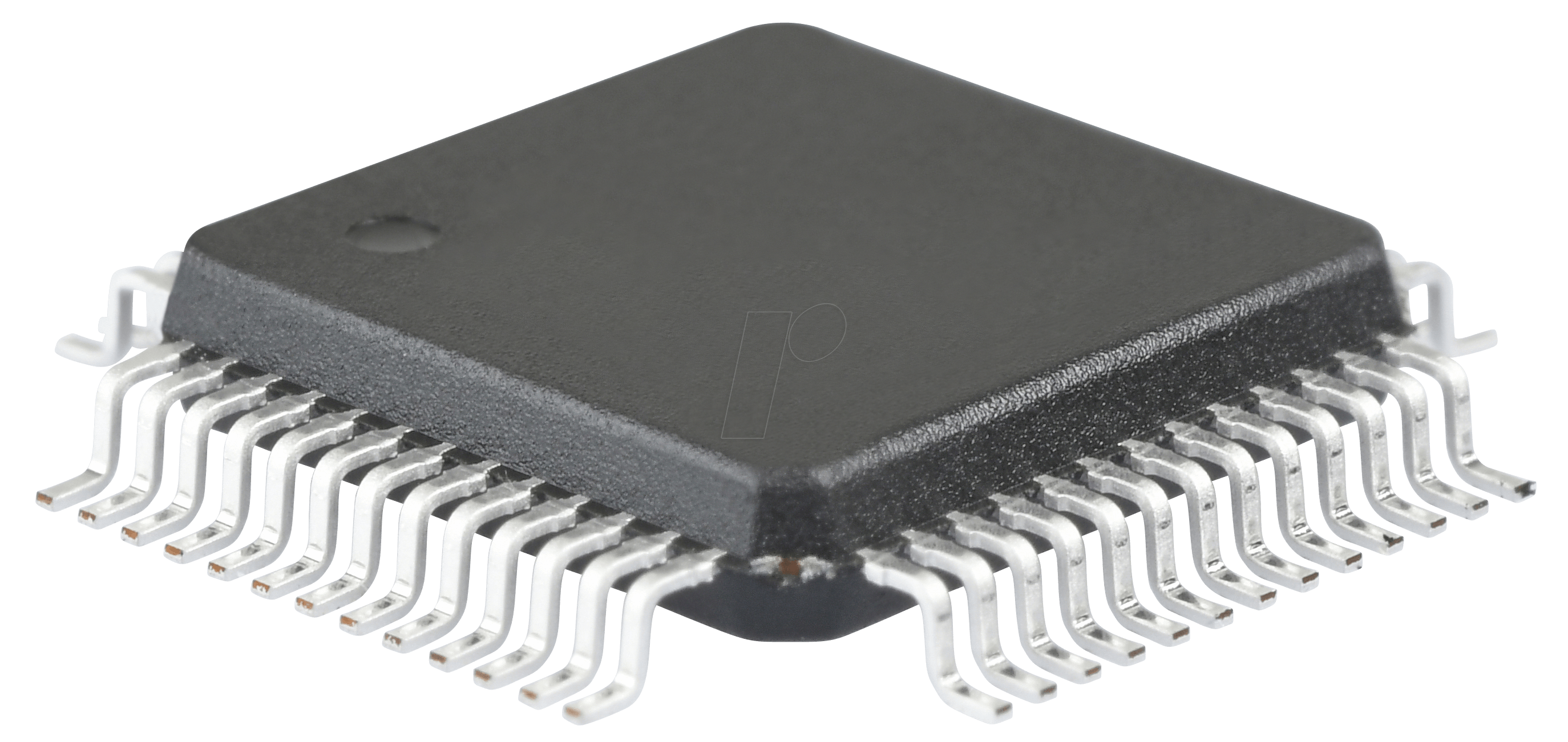 Black Square Surface Mount Microcontroller IC With Metal Pins PNG Image PNG