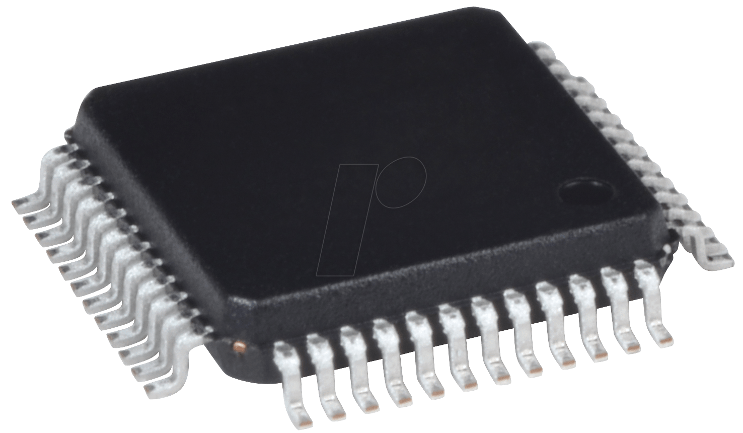 Black Surface Mount Microcontroller Chip With Fine Pitch Pins Product Photo PNG