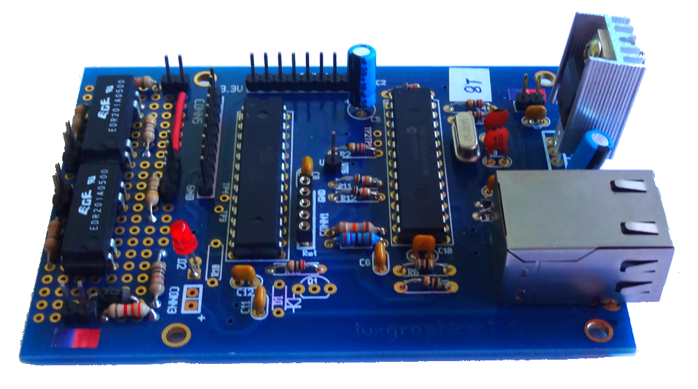 Blue Microcontroller Development Board With Ethernet And USB Ports PNG