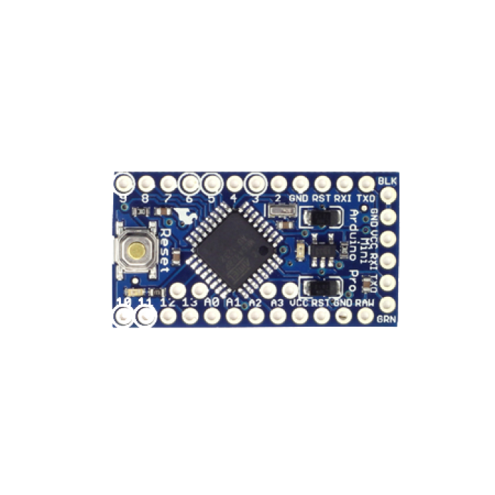 Compact Blue Microcontroller Board Top View With Pin Headers PNG