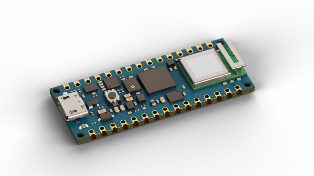 Compact Blue Wireless Microcontroller Development Board With Antenna Module PNG