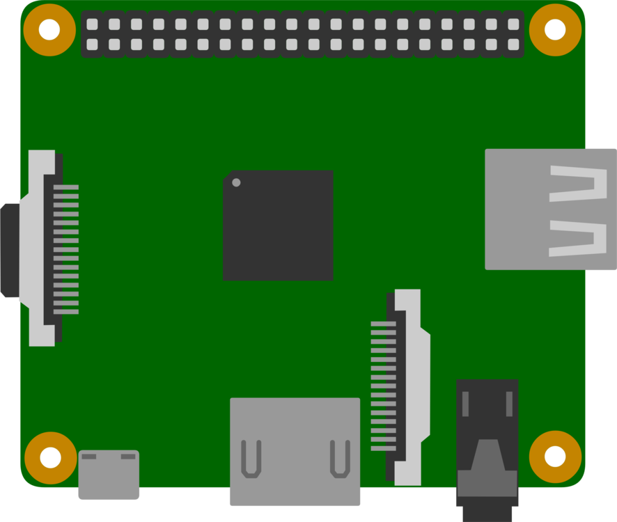 Green Single Board Computer Illustration With Ports And Connector Detail PNG
